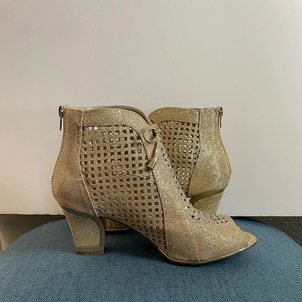Valenti Franco Sassy 1 Peep Toe Glitter High Heels size 10 - Picture 9 of 11